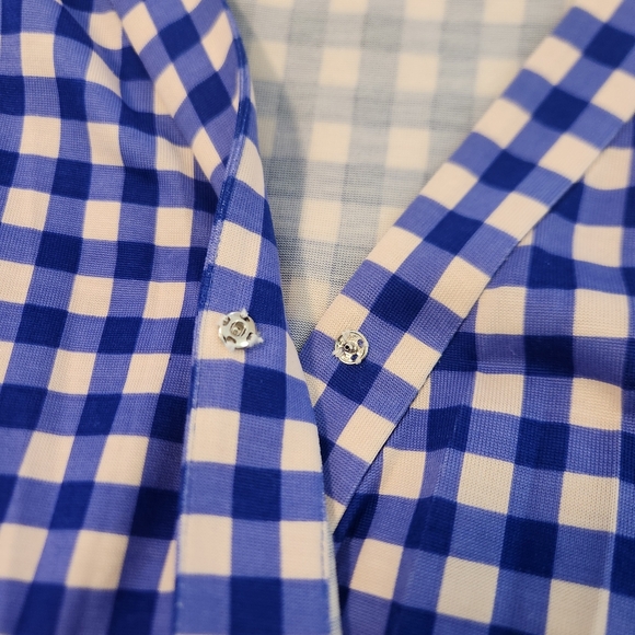 Diane Von Furstenberg DVF Blue Gingham Silk Jersey Julian Long Wrap Dress Sz 6 - Picture 6 of 14